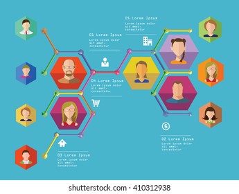 Flat icons for social media and network connection concept. Vector illustration