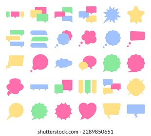 Flat icons of Speech balloons or speech bubbles set, vector illustration for use in comics or cartoon and manga