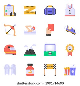 Flat Icons of Sports Accessories