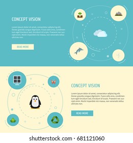 Flat Icons Sprout, Conservation, Landscape Vector Elements. Set Of Nature Flat Icons Symbols Also Includes Solar, Recycle, Photocell Objects.