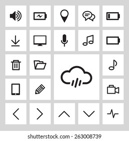 flat icons square black and white colors, flat icons, square icons, web icons vector