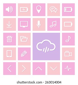 flat icons square pink and orange colors, square icons, flat icons, web icons vector