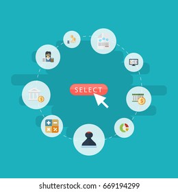 Flat Icons Stock, Bookkeeper, Accounting System And Other Vector Elements. Set Of Recording Flat Icons Symbols Also Includes Bank, System, Sheet Objects.