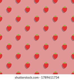 Flat icons of Strawberry seamless pattern on red background. Simple stylish repeated elements for prints, screen or fabric decoration, tile, wrapping paper, book cover book, wallpaper. Eps10