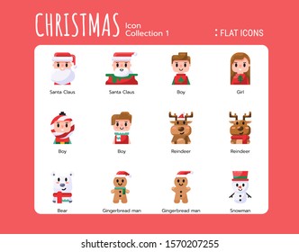 Flat Icons Style. Christmas Avatar for web design. Vector 256x256 Pixel Perfect.