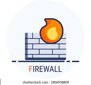 Flat Icons Style. Hacker Cyber crime attack Firewall for web design. Vector Pixel Perfect