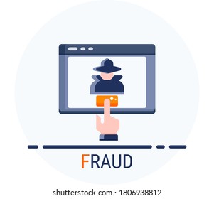 Flat Icons Style. Hacker Cyber crime attack Fraud for web design. Vector Pixel Perfect