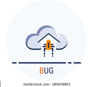 Flat Icons Style. Hacker Cyber crime attack BUG for web design. Vector Pixel Perfect.