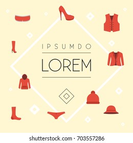 Flat Icons Sweatshirt, Heeled Shoe, Boots And Other Vector Elements. Set Of Garment Flat Icons Symbols Also Includes Hoodie, Underwear, Coat Objects.