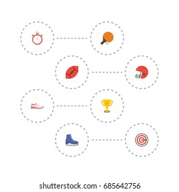 Flat Icons Table Tennis, Shoes, Arrow And Other Vector Elements. Set Of Activity Flat Icons Symbols Also Includes Game, Pong, Shoes Objects.