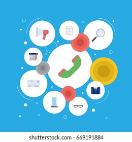 Flat Icons Task List, Calendar, Costume And Other Vector Elements. Set Of Job Flat Icons Symbols Also Includes Phone, Schedule, Costume Objects.