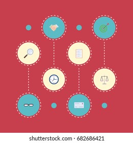 Flat Icons Task List, Handshake, Spectacles Vector Elements. Set Of Business Flat Icons Symbols Also Includes Libra, Post, Search Objects.