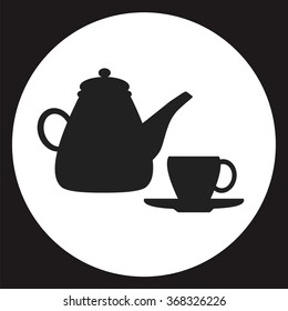 Flat icons. Teapot and cup . Black silhouette