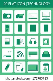 Flat Icons of Technology Vector Set