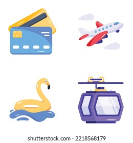 Flat Icons of Travel and Journey

