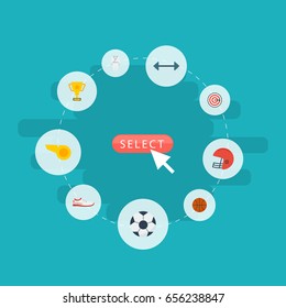Flat Icons Trophy, Rugby, Shoes And Other Vector Elements. Set Of Activity Flat Icons Symbols Also Includes Field, Football, Ball Objects.