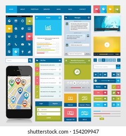 Flat icons and ui web elements for mobile app and website design 
