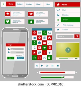 Flat icons and ui web elements for mobile app and website design