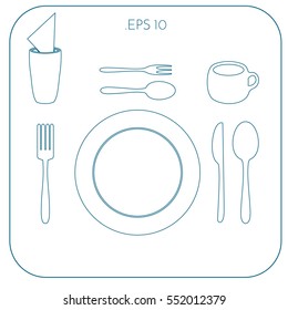 Flat icons utensils vector illustration. Flat design. Line art design.
