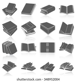 Flat icons vector collection of book set. Isolated on white background.