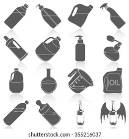 Flat icons vector collection of bottle set. Isolated on white background.