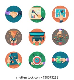 Flat  icons vector collection for business, finance and documents isolated vector illustration
