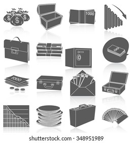 Flat icons vector collection of finance set. Isolated on white background.