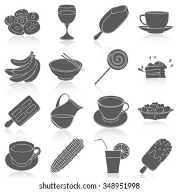 Flat icons vector collection of food set. Isolated on white background.