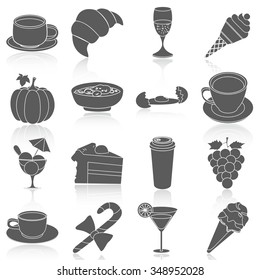Flat icons vector collection of food set. Isolated on white background.