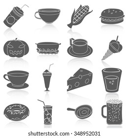 Flat icons vector collection of food set. Isolated on white background.