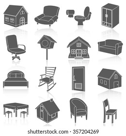 Flat icons vector collection of home cecoration set. Isolated on white background.