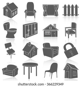 Flat icons vector collection of home set. Isolated on white background.