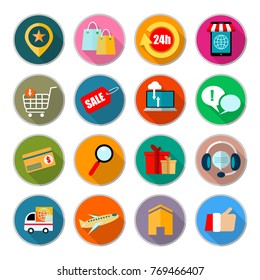 flat icons vector collection Online trading of 24 hours has linked worldwide. Just use a smartphone with internet connection. for vector