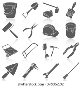 Flat icons vector collection of tools set. Isolated on white background.