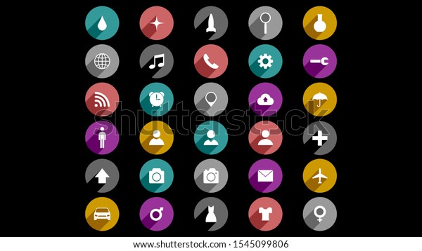 Flat icons\
vector design. Simple icons with\
shadows