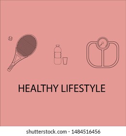 Flat icons vector illustration on the theme of healthy lifestyle for advertising on the website. Infographics on the topic of healthy eating and an active lifestyle for banner screensavers.9