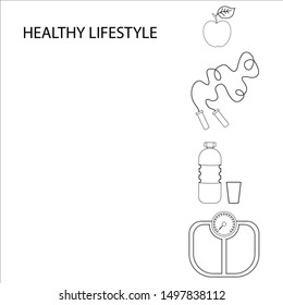 Flat icons vector illustration on the theme of healthy lifestyle for advertising on the website. Infographics on the topic of healthy eating and an active lifestyle for banner screensavers.6