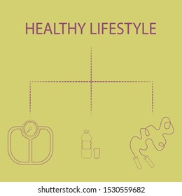 Flat icons vector illustration on the theme of healthy lifestyle for advertising on the website. Infographics on the topic of healthy eating and an active lifestyle for banner 