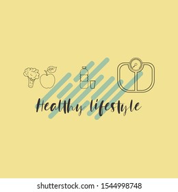 Flat icons vector illustration on the theme of healthy lifestyle for advertising on the website. Infographics on the topic of healthy eating and an active lifestyle for banner screensavers.