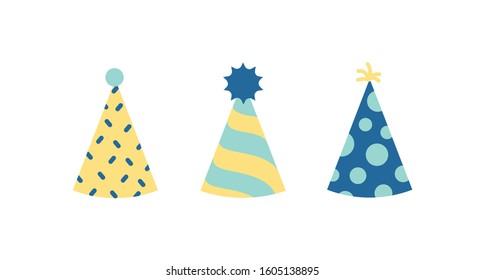 Flat icons of vector party hats