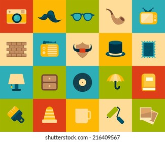 Flat icons vector set 14 - vintage collection