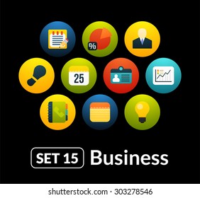 Flat icons vector set 15 - businnes collection, for phone watch or tablet