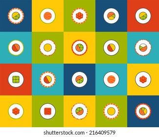 Flat icons vector set 17 - sushi collection