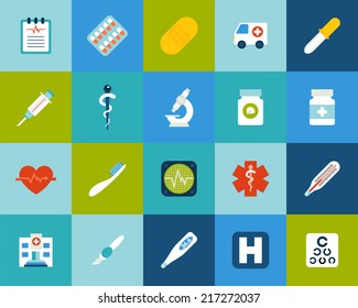 Flat icons vector set 18 - medical collection