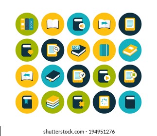 Flat icons vector set 21 - book collection