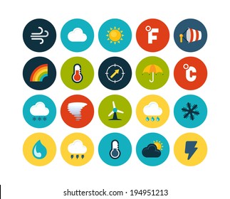 Flat icons vector set 23 - weather collection