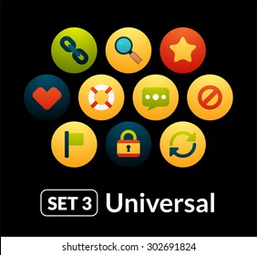 Flat icons vector set 3 - universal collection, for phone watch or tablet