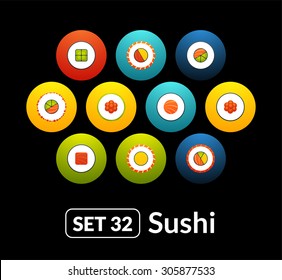 Flat icons vector set 32 - sushi collection, for phone watch or tablet