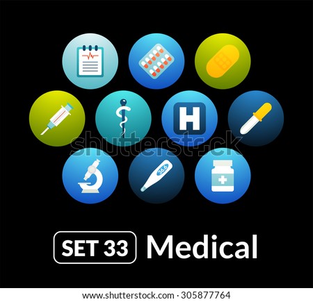 Flat icons vector set 33 - medical collection, for phone watch or tablet