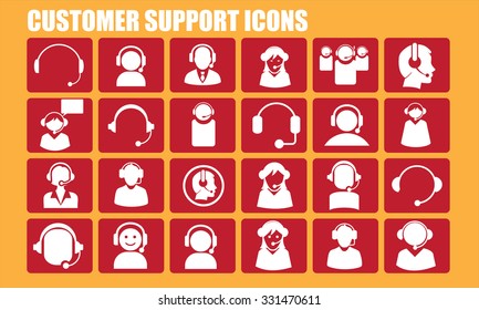 Flat icons vector set for customer support operators